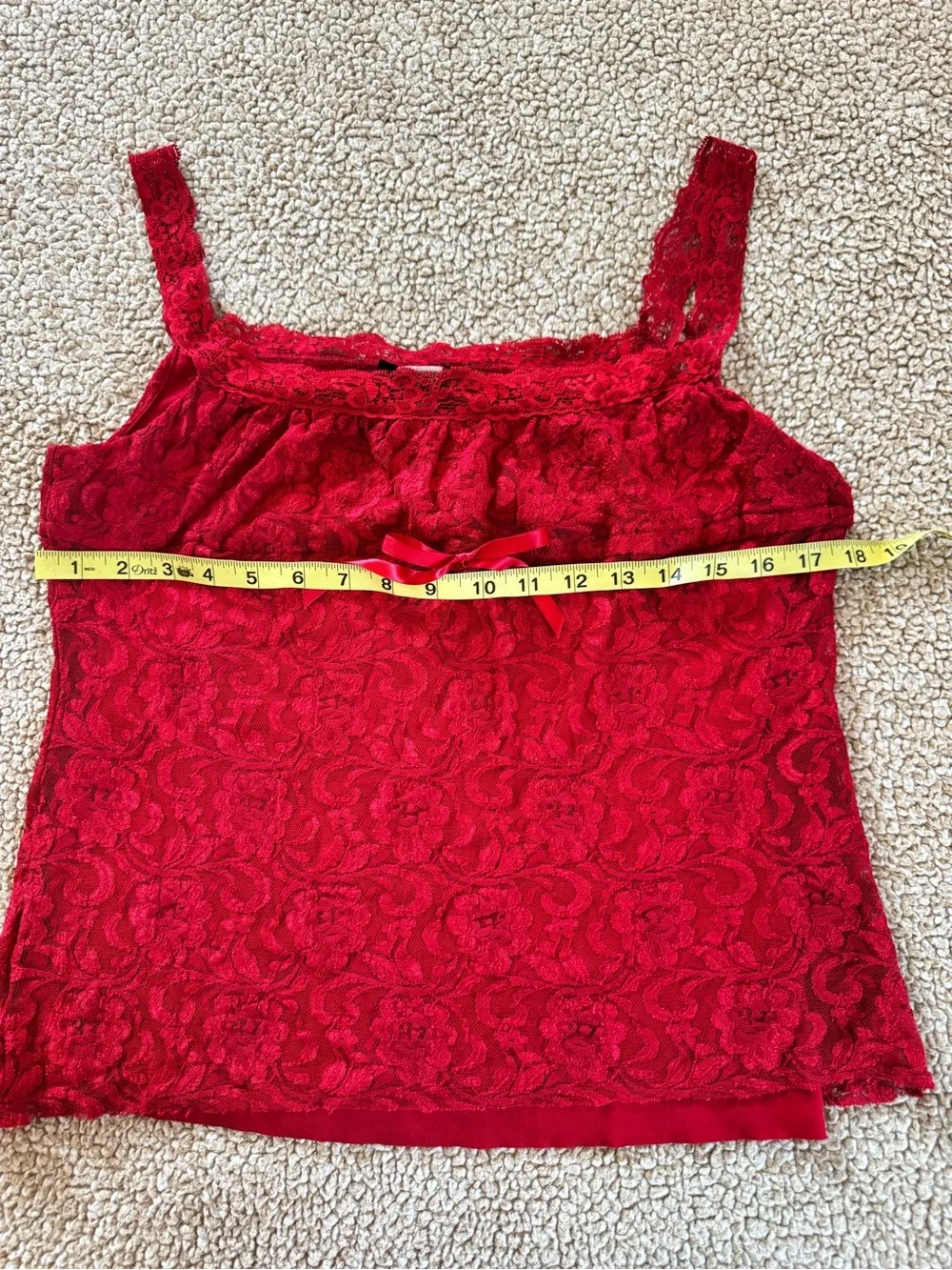 Anxiety Red Lace Camisole Babydoll Top Size Large